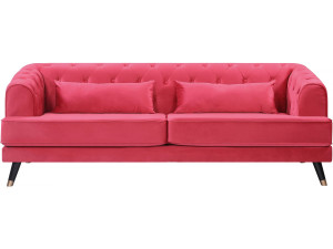 Divano in velluto "Gloria" - 216 x 86 x 76 cm - 3 posti - Rosso 2