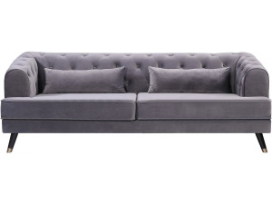 Divano in velluto "Gloria" - 216 x 86 x 76 cm - 3 posti - Grigio 2
