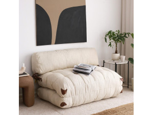 Divano letto a 2 posti in tessuto "Fold" - 120 x 75 x 79 cm - Crema 2
