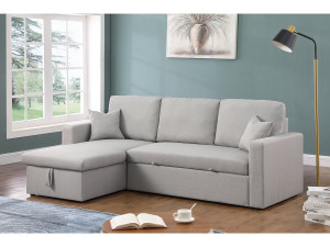 Divano angolare trasformabile/reversibile con contenitore "Alain"  - 3 posti - Grigio chiaro 2