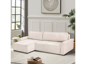 Divano letto angolare in tessuto testurizzato "Montaigne" - 4 posti - Beige 2