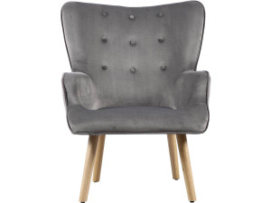 Poltrona in velluto stile scandinavo "Odense" - 73 x 81 x 92,5 cm - 1 posto - Grigio 2