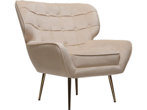 Poltrona "Austin" in velluto - 79 x 71 x 79,5 cm - Beige