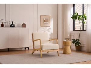 Poltrona in legno stile scandinavo "Clinton" - Beige 2