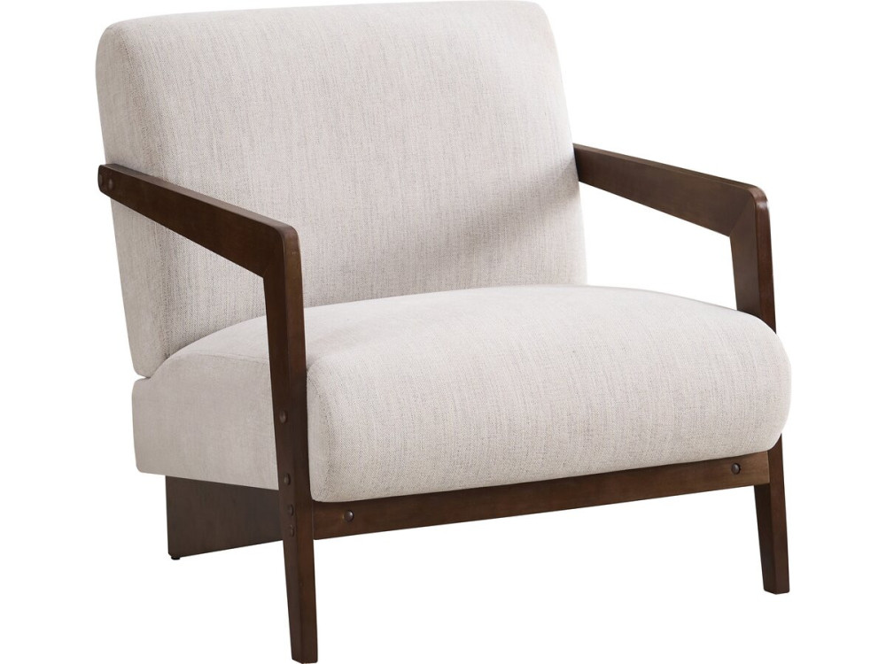 Poltrona scandinava in legno e tessuto "Lena" - Beige