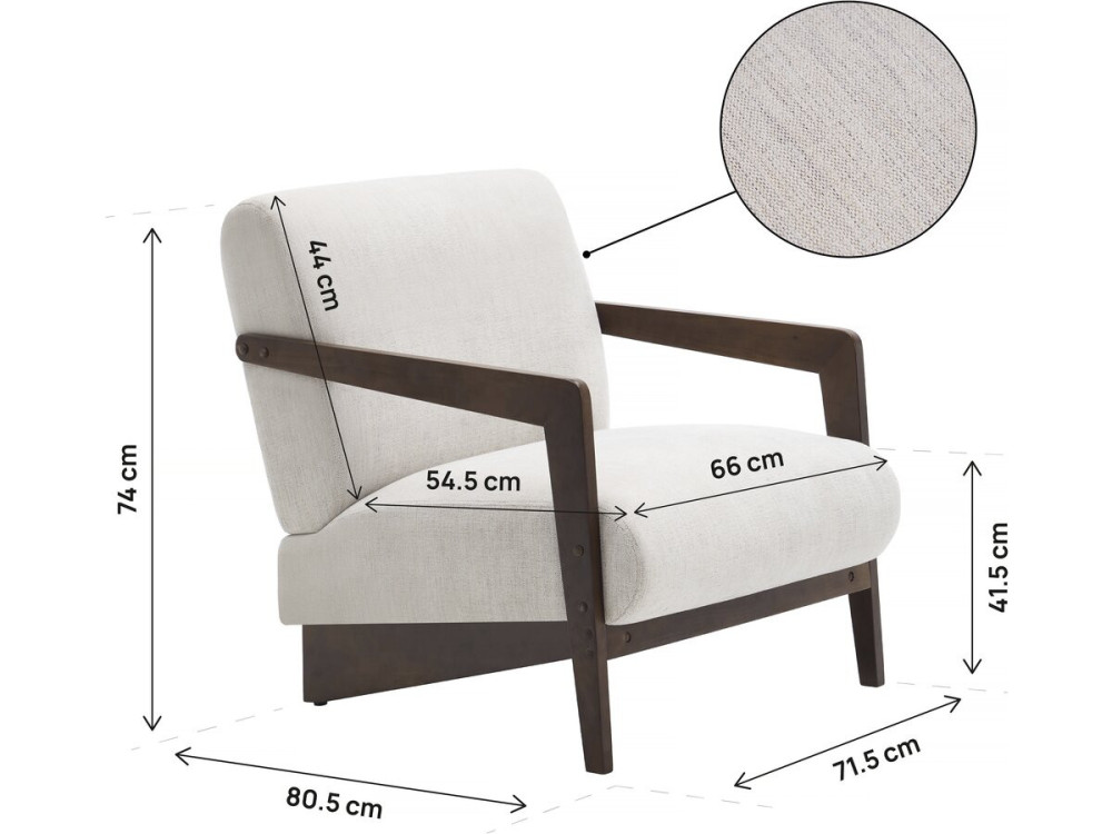 Poltrona scandinava in legno e tessuto "Lena" - Beige