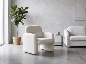 Poltrona lounge "Cozmo" in tessuto screziato - 78 x 79 x 77 cm - Crema 2