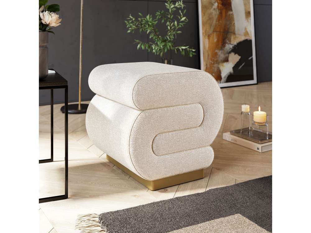 Pouf in legno "Sally" 40 x 42 x 42 cm - Crema