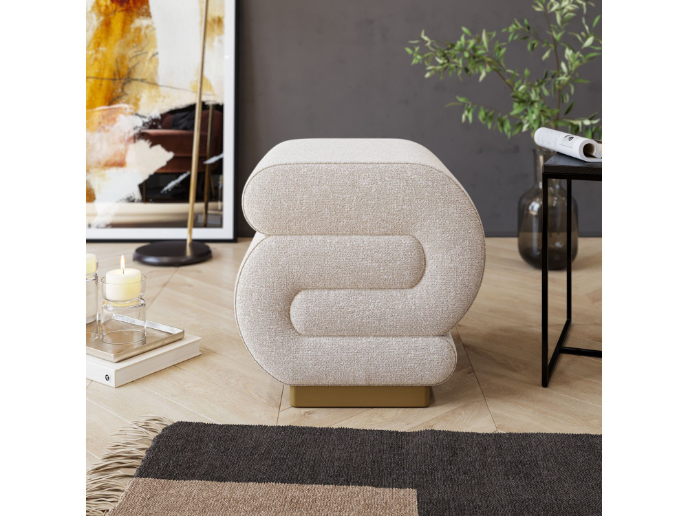 Pouf in legno "Sally" 40 x 42 x 42 cm - Crema