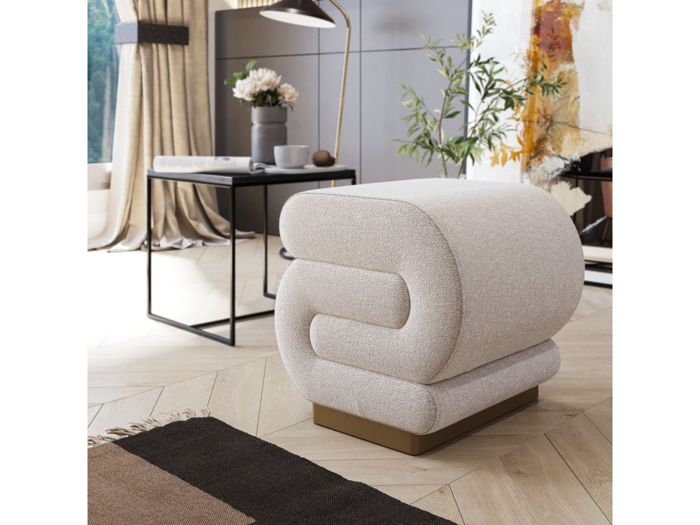 Pouf in legno "Sally" 40 x 42 x 42 cm - Crema