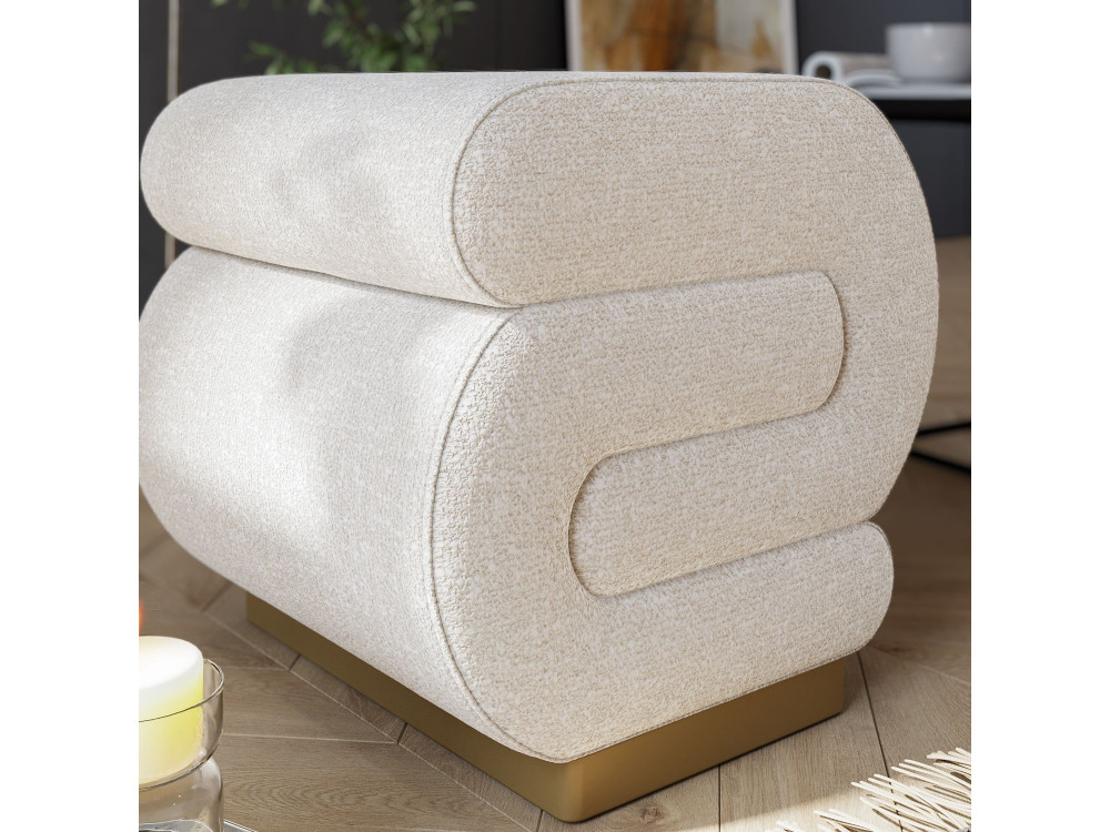 Pouf in legno "Sally" 40 x 42 x 42 cm - Crema