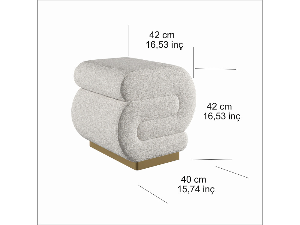 Pouf in legno "Sally" 40 x 42 x 42 cm - Crema