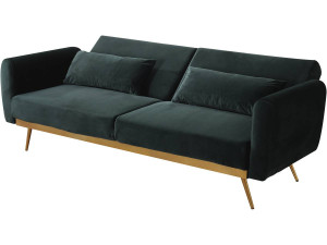 Divano letto in velluto "Donia" - 203 x 81 x 83 cm - 3 posti - Verde scuro