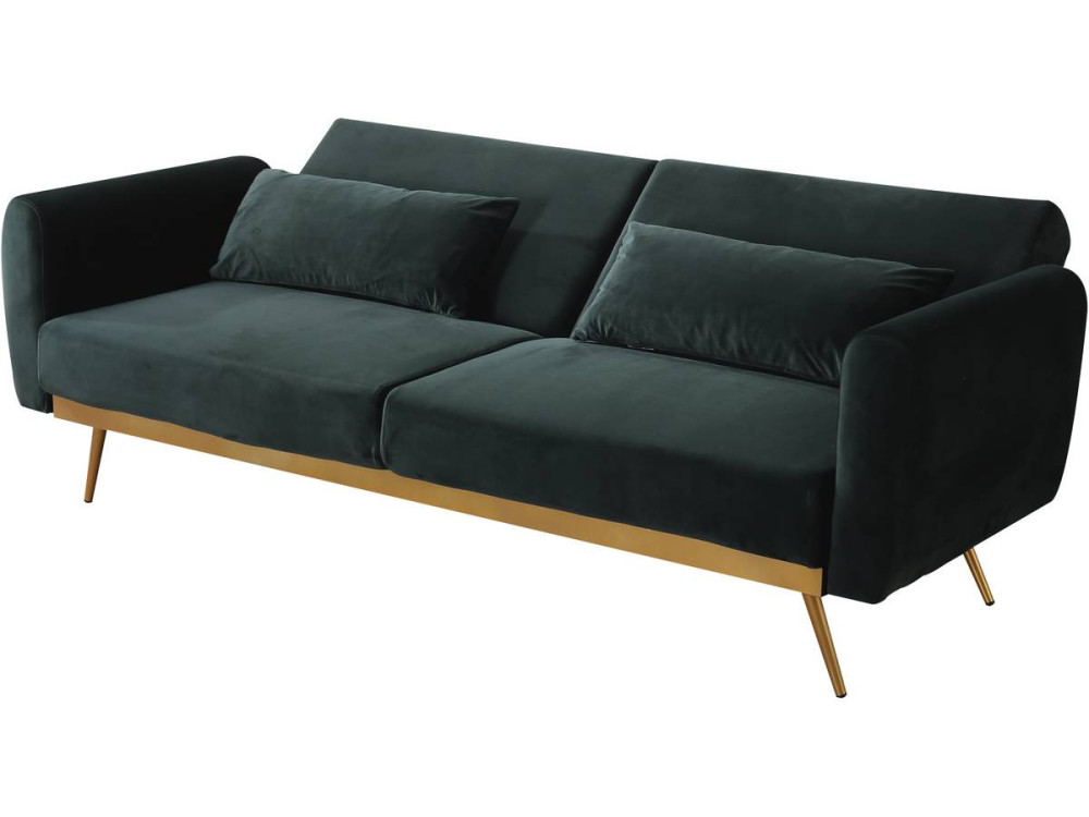 Divano letto in velluto "Donia" - 203 x 81 x 83 cm - 3 posti - Verde scuro