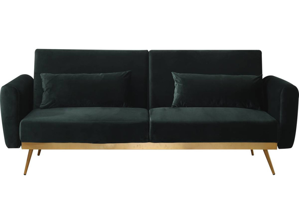 Divano letto in velluto "Donia" - 203 x 81 x 83 cm - 3 posti - Verde scuro