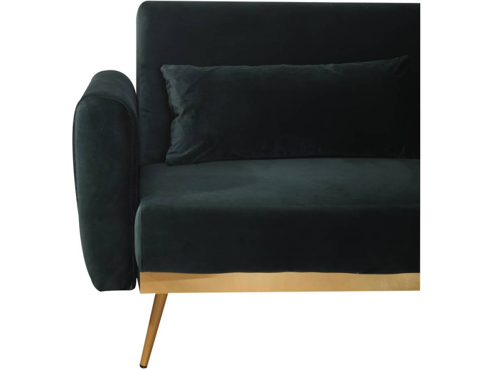 Divano letto in velluto "Donia" - 203 x 81 x 83 cm - 3 posti - Verde scuro