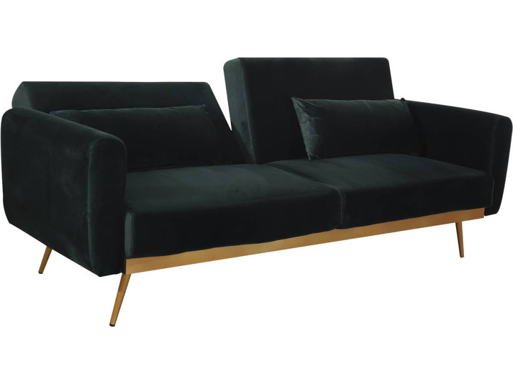 Divano letto in velluto "Donia" - 203 x 81 x 83 cm - 3 posti - Verde scuro