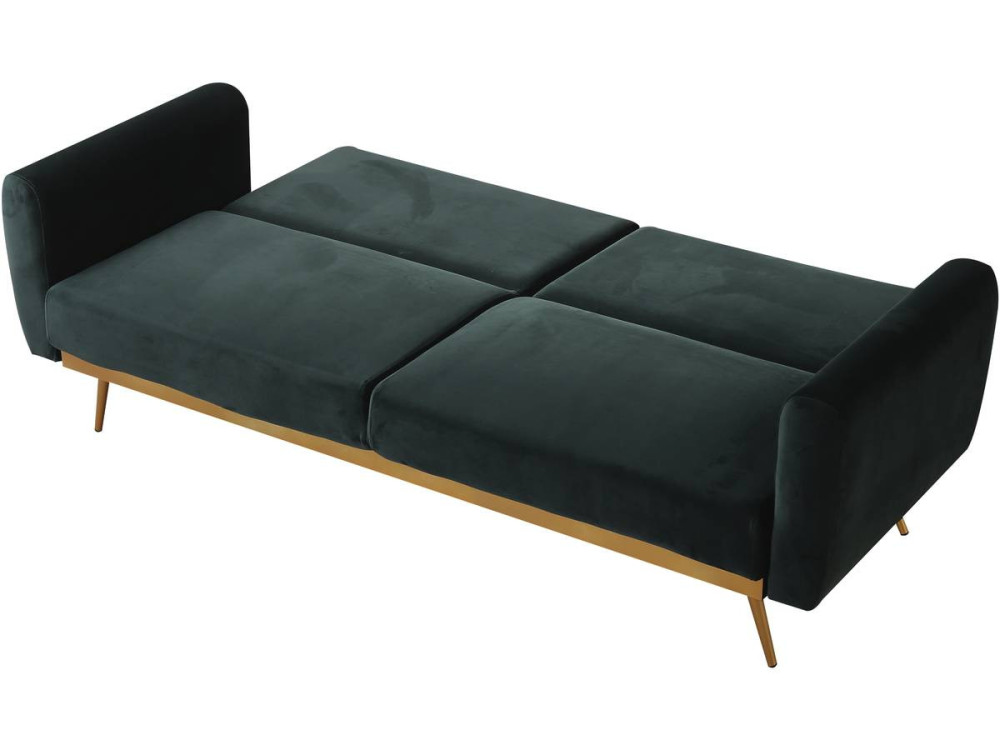 Divano letto in velluto "Donia" - 203 x 81 x 83 cm - 3 posti - Verde scuro