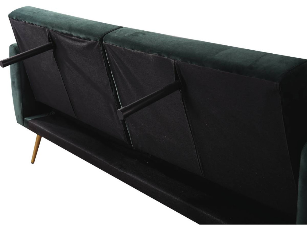 Divano letto in velluto "Donia" - 203 x 81 x 83 cm - 3 posti - Verde scuro