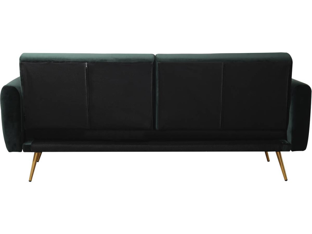 Divano letto in velluto "Donia" - 203 x 81 x 83 cm - 3 posti - Verde scuro