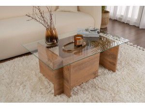 Tavolino in legno "Vetrino" - 105 x 65 x 40 cm - Pino atlantico 2