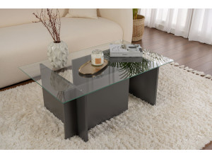 Tavolino in vetro "Vetrino" 105 x 65 x 40 cm - Antracite 2