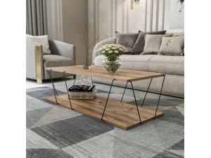 Tavolino da caffè in legno Zisino - 120 x 50 x 30 cm - Pino 2