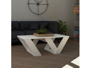 Tavolino da caffè in legno "Pipra" - 110 x 60 x 40 cm - Bianco 2