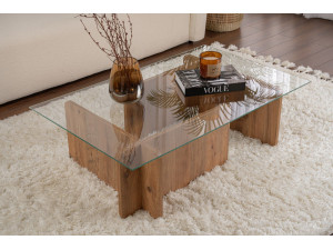 Tavolino da caffè in legno "Flavio" - 105 x 65 x 30 cm - Pino atlantico 2