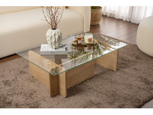 Tavolino da caffè in legno "Flavio" - 105 x 65 x 30 cm - Rovere 2