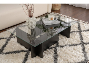 Tavolino in vetro "Flavio" 105 x 65 x 30 cm - Legno nero 2