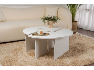 Tavolino in legno "Moira" 90 x 90 x 41 cm - Bianco naturale 2