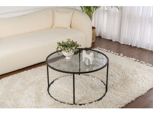 Tavolo basso in metallo "Aurum" - 80 x 80 x 43 cm - Noir Gris 2