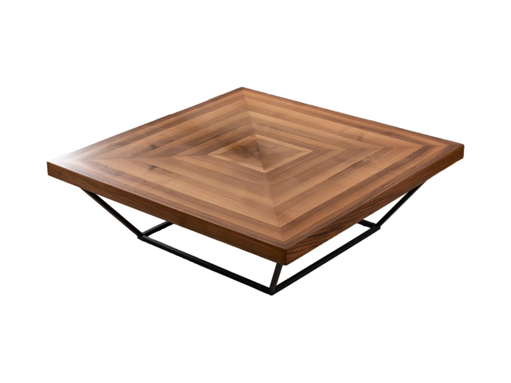 Tavolino in legno "Cora" - 100 x 100 x 32 cm - Noce