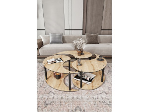 Set di tavolini in legno "Yin" 70 x 70 x 38 cm - Rovere 2