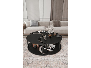 Set di tavolini in legno "Yin" 70 x 70 x 38 cm - Nero 2