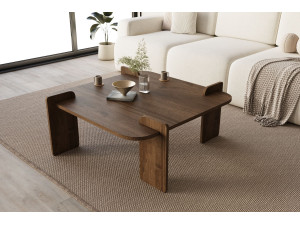 Tavolino in legno "Woog" 90 x 90 x 35 cm - Noce 2