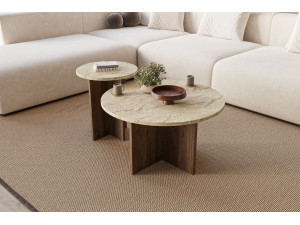 Set di tavolini in legno "Private" 70 x 70 x 40 cm - Travertino 2