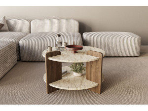 Tavolino in legno "Oalla" 70 x 70 x 45 cm - Travertino 2