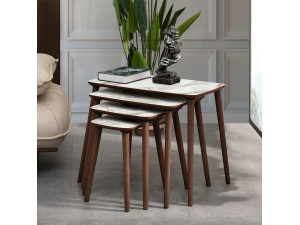 Tavolino da nido in legno "Luci" 4 pezzi 70 x 40 x 55 cm - Bianco 2