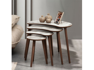 Tavolo nido in legno "Moon" (4 pezzi) 40 x 75 x 55 cm - Bianco 2