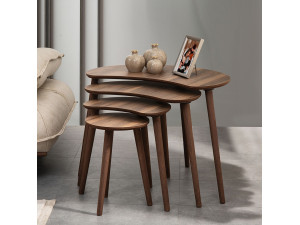 Tavolo nido in legno "Moon" (4 pezzi) 40 x 75 x 55 cm - Noce 2