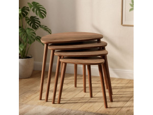 Nora", tavolo a nido di 4 pezzi in legno 68 x 45 x 55 cm - Noce 2