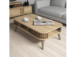 Tavolino in legno "Eylul" - 105 x 60 x 34 cm - Marrone 2