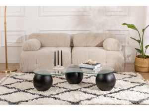 Tavolino in vetro "Sphere" - 120 x 70 x 30 cm - Nero 2