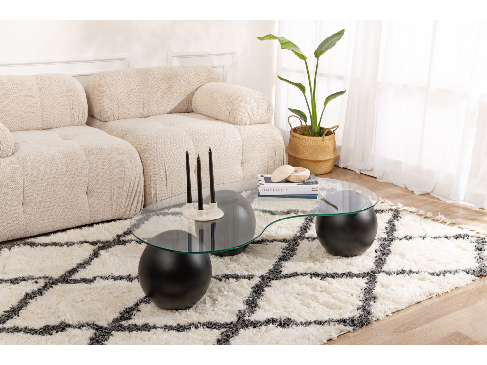 Tavolino in vetro "Sphere" - 120 x 70 x 30 cm - Nero