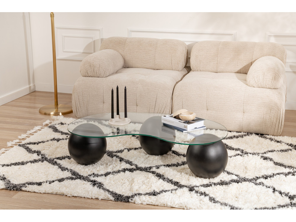 Tavolino in vetro "Sphere" - 120 x 70 x 30 cm - Nero