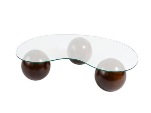 Tavolino in vetro "Sphere" - 120 x 70 x 30 cm - Marrone