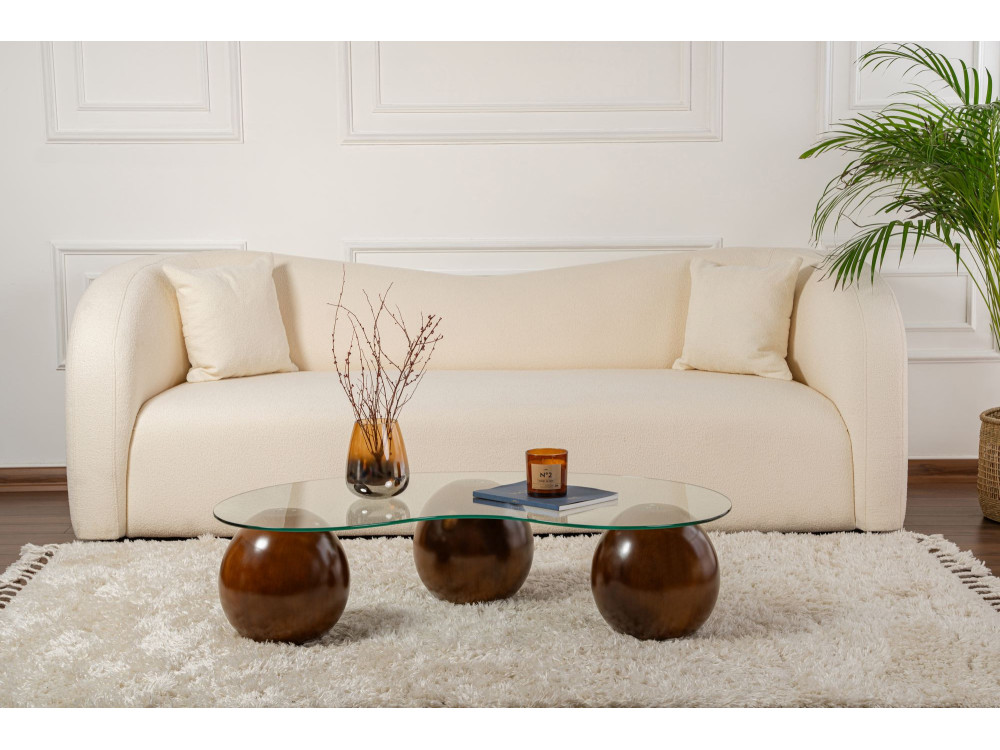 Tavolino in vetro "Sphere" - 120 x 70 x 30 cm - Marrone