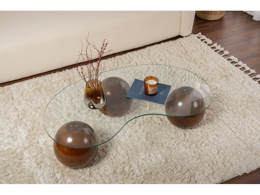 Tavolino in vetro "Sphere" - 120 x 70 x 30 cm - Marrone